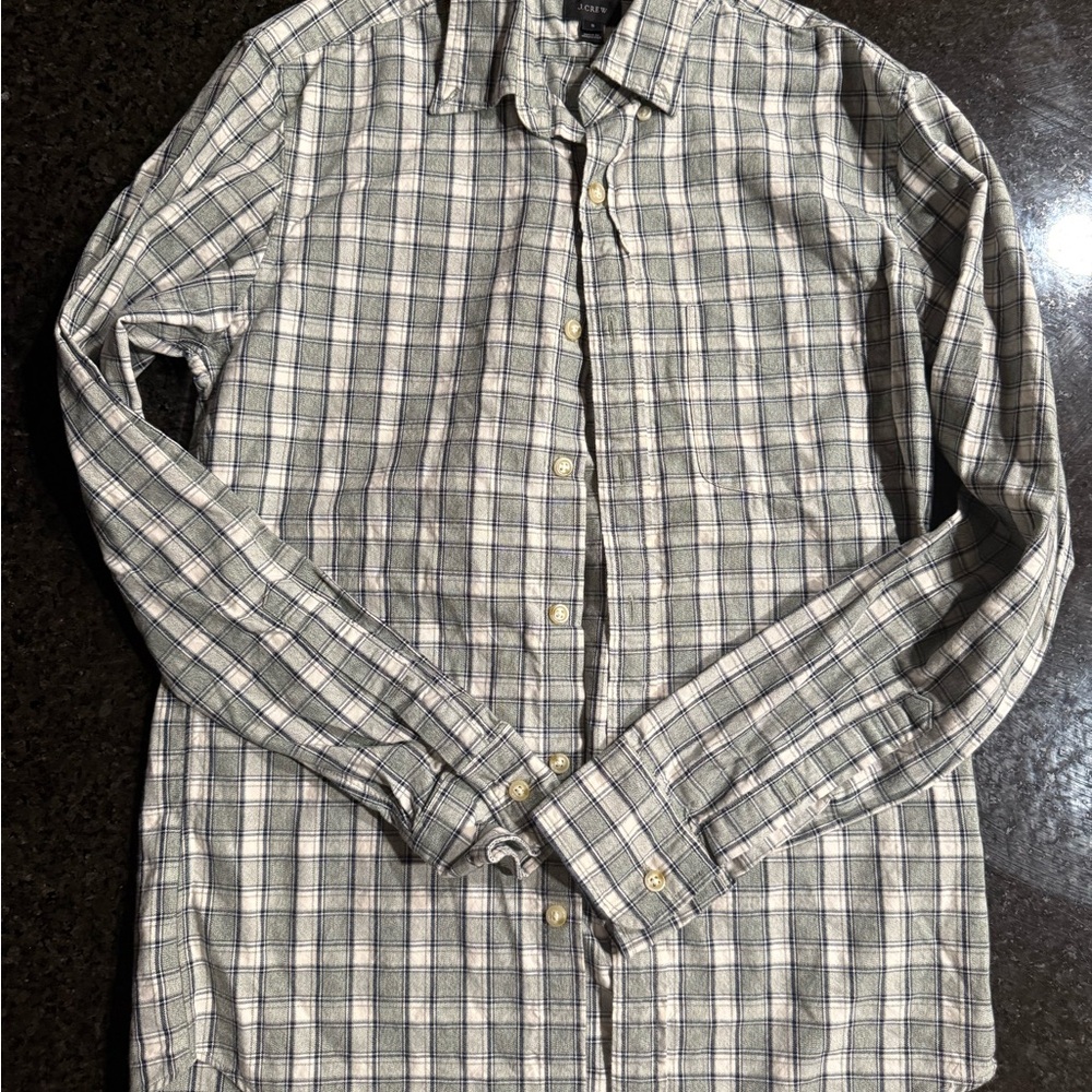 J. Crew Men's Checkered Shirt - Gray and black